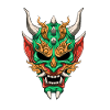 Oni Mask - Green Yokai Demon