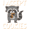 Vaskebjørn med kiks og ordsprog. Jeg accepterer cookies.