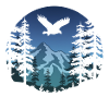 Eagles and mountains (round / blue)