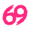 69 number pink icon