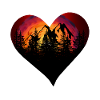 Coucher de soleil coeur montagnes forêt épique nature
