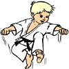 Karatekind oder Judokind mit schwarzem Gürtel