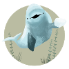 Fröhlicher Tiefsee-Wal Beluga in Kreis