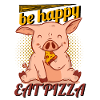Happy Pig Eats Pizza Illustration