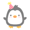 Grey Penguin with Party Hat