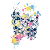 skulls on coloured stains