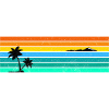 Retro Sunset Stripes with Palm Island