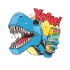 T-Rex with beer can