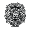 Mandala lion with lion's mane