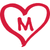 Cuore comico con iniziali iniziali di nome M.