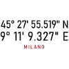 Coordonnées du lettrage rouge Milano