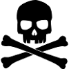 Black skull with crossed bones