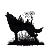 Awesome wolf with fairy at night