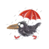 Raven with an umbrella