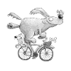 Drolliger Hund Auf Fahrrad Comic Radfahrer