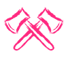 Bijl symbool gekruiste assen roze