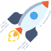 Flying rocket spaceship. gift