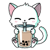 cat drinking bubble tea