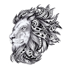 Maori tattoo style lion leo zodiac tribal