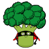 Super-héros de légumes au brocoli drôle avec cape de masque