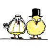 Chickens wedding marry bride groom