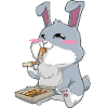 Funny bunny eating pizza