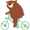Chubby bear is riding a bike