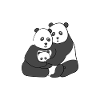 Cuddling panda family