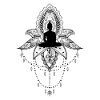 Wonderful lotus with buddha, black and white