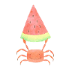 Crabe et pastèque