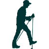 Hiker hiking Nordic walking