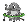 Fat elephant in a trampoline