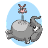 Jumping mouse on elephant