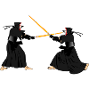 Two kendoka in a Kendo fight