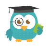Blue Teal Teacher Owl Graduate