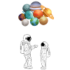 Astronaut astronomer planet balloon cosmos