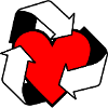 Reusing love with heart white arrows
