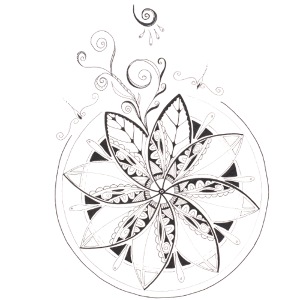 Mandala in schwarz intuitiv handgemalt