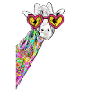 Rita söt giraff färgglada hipster med hjärtglasögon