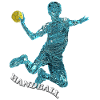 Handball player blue silhouette