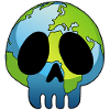 Skull and planet Earth