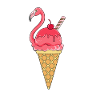 Flamingo Eiswaffel Eiscream Rose