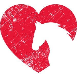 Cuore rosso vintage con testa di cavallo