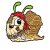 Pirate snail with treasure chest Funny comic