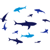Abstract Shark Silhouette in Blue