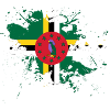 Dominica Flagge als Farbklecks