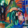 Franz Marc: Drie paarden aan het boswater, 1913