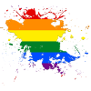 Regenbogenfahne als Farbklecks
