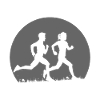 Jogging couple retro man woman