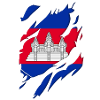 Cambodia flag torn motif